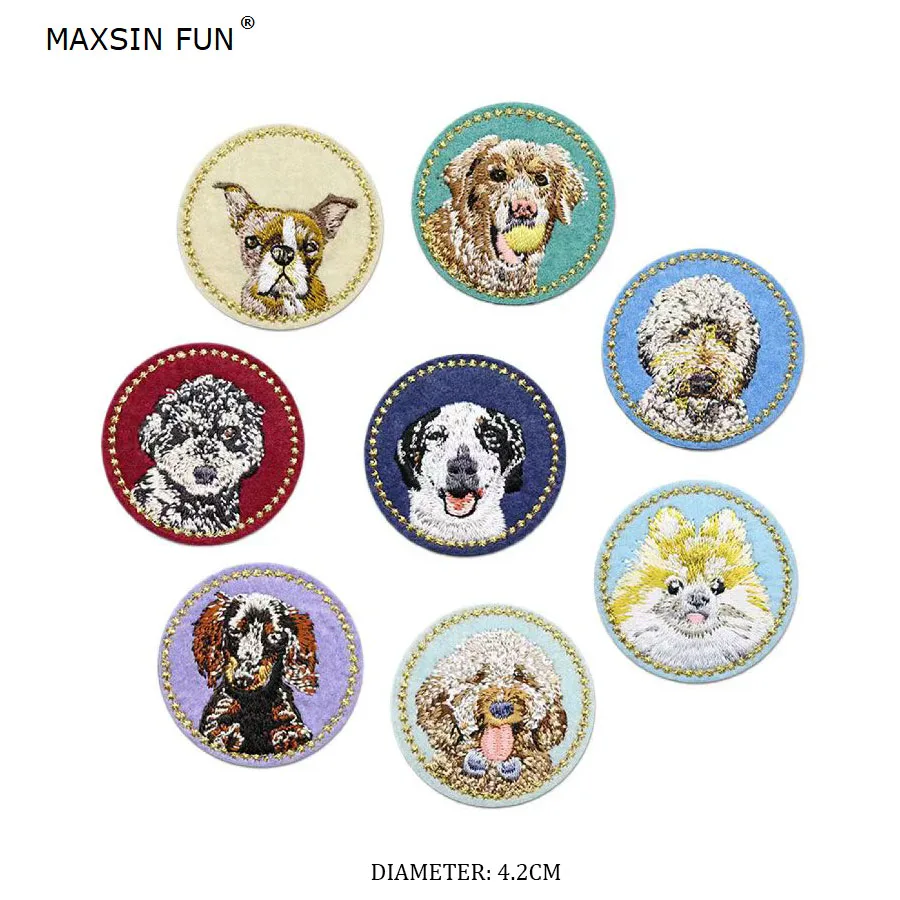 1 Piece Multi-color Optional Cute Embroidered Dog Patches Children's Clothes Down Jacket DIY Decorative Animal Stickers