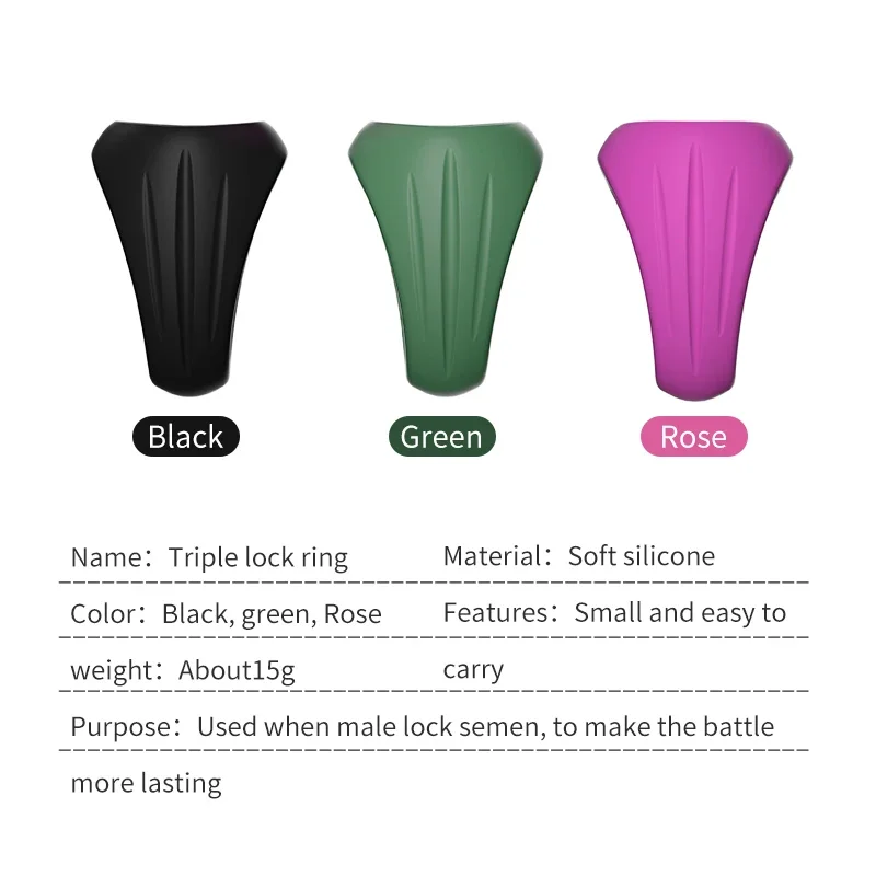 1PCS New Male Cock Ring Silicone Penis Ring Delay Ejaculation Lasting Erection Sex Toys For Men Triple Lock Semen Cockring