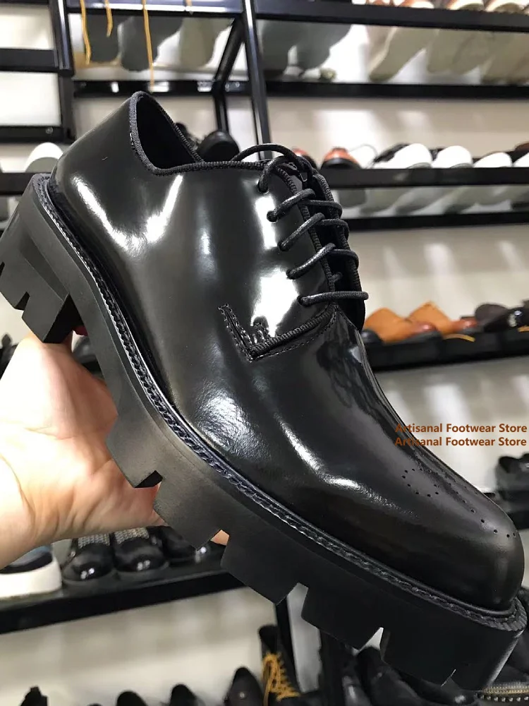 

Thick-Soled Oxford Shoes Men's Genuine Leather Carved Height Increasing Cowhide Leather Shoes Wedding Party Formal Shoes