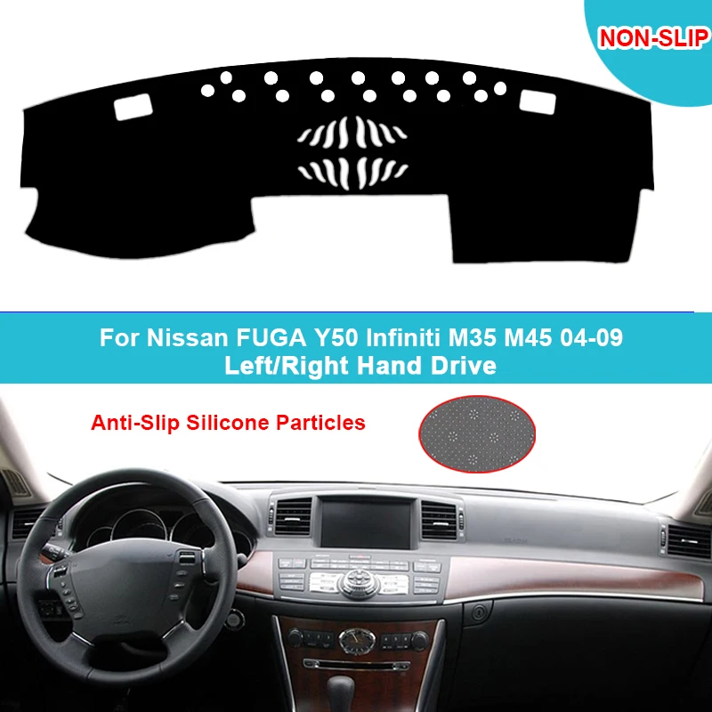 Car Dashboard Cover Dash Mat For Nissan FUGA Y50 Infiniti M35 45 2004 - 2009 Carpet Cape Rug Protector Flannel Suede Polyester