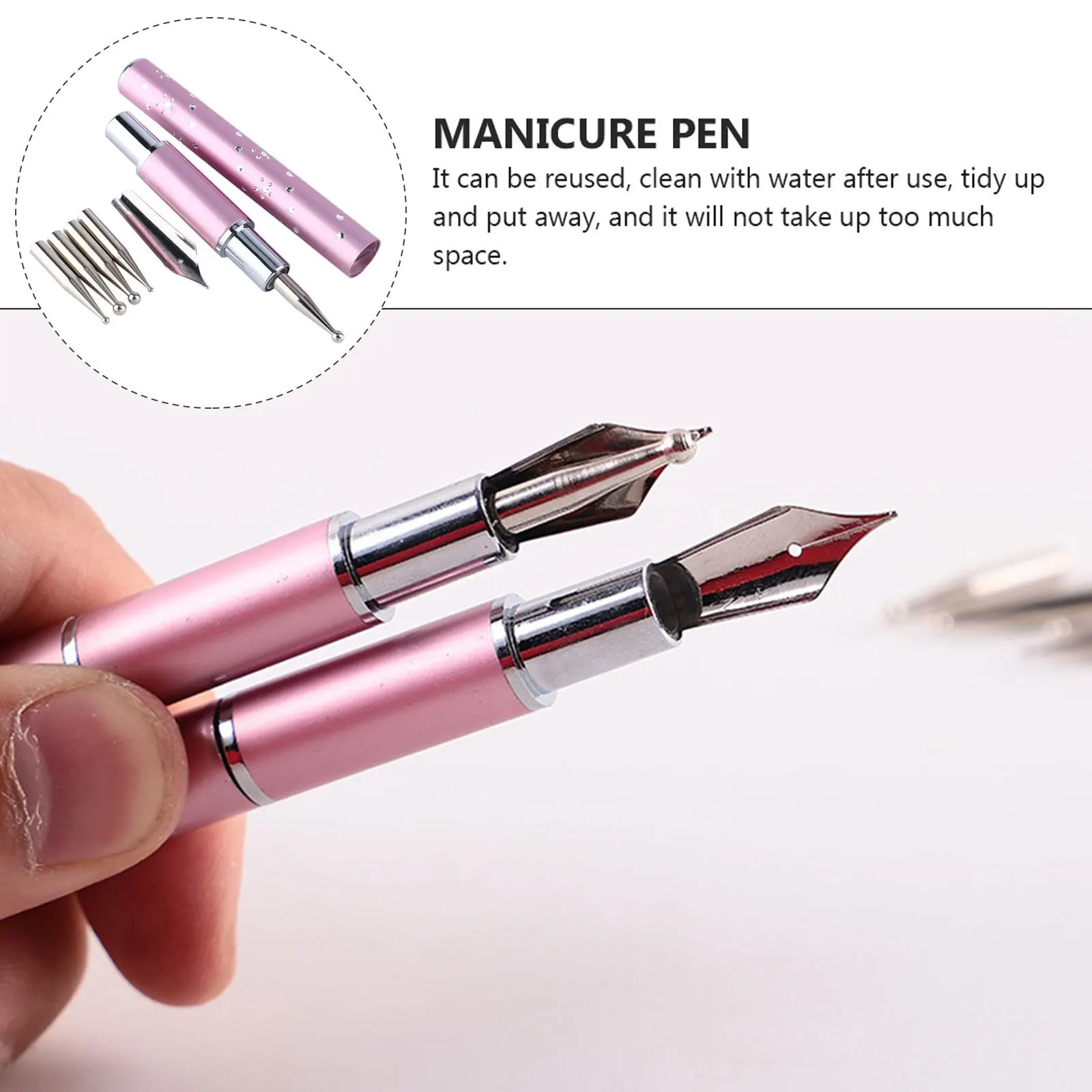 1 set Nail Art Liner Brushes Fine Tip Dotting For Manicure Design With Replacement Points Nail Painting Tools Manicure Tools