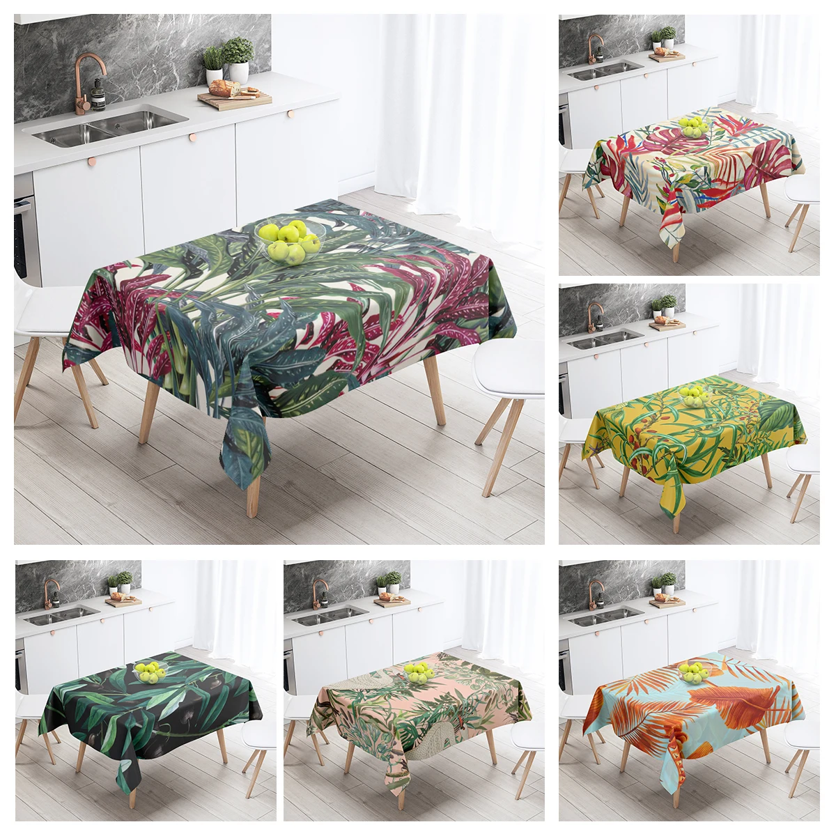 Home tablecloths dining decoration and rectangular table accessories waterproof cloth Anti-stain restaurant Nordic plant flower