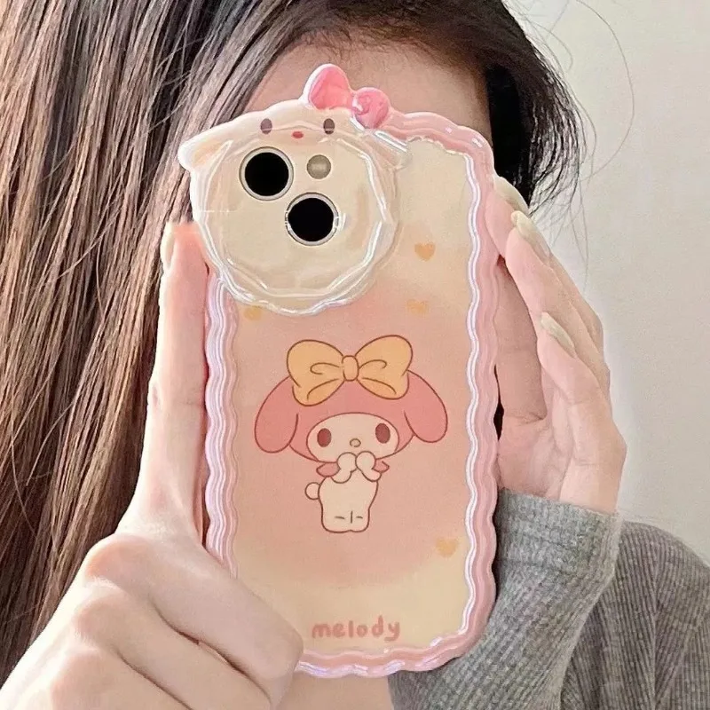 

Sweet My Melody Anime Kawaii Sanrio Ins Fashion Apple Phone Case Suit iPhone 15 14 13 Pro Cover Lovely Gifts for Girls