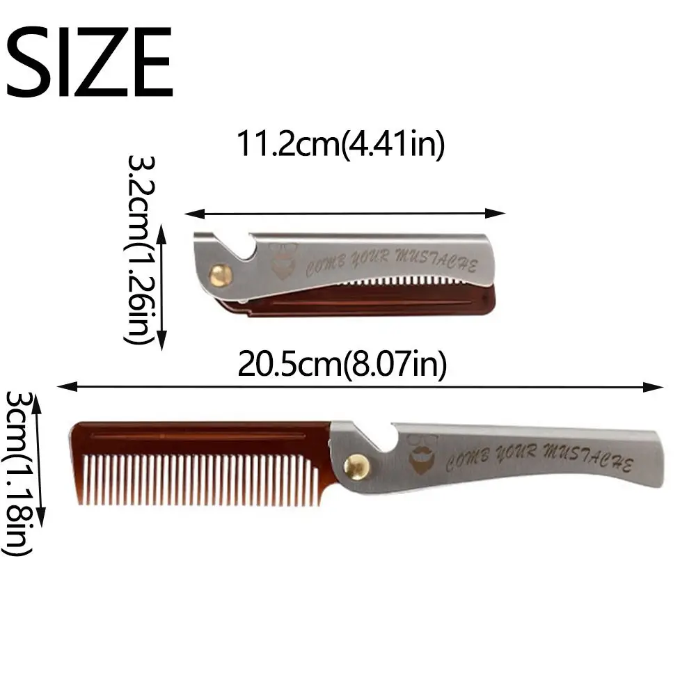 هدية الرجعية للطي مشط اللحية المحمولة جيب مشط الرجال مشط الشعر مكافحة ساكنة طوي جيب مشط الاستمالة