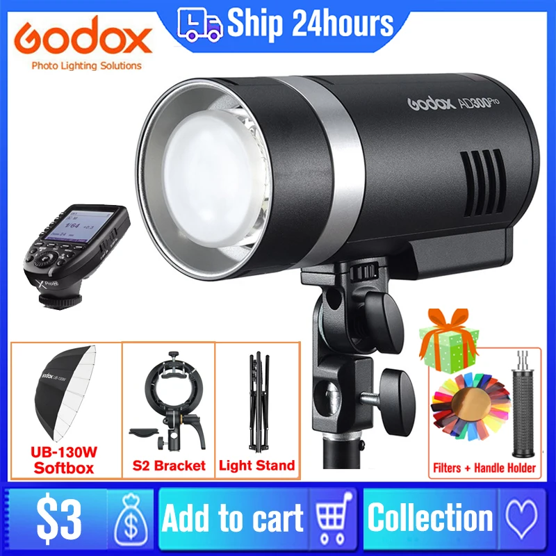 Godox AD300Pro AD300 Pro TTL HSS Pocket Flash 2.4G Outdoor Speedlite Light ​for Canon Nikon Sony Fuji Olympus Panasonic Pentax