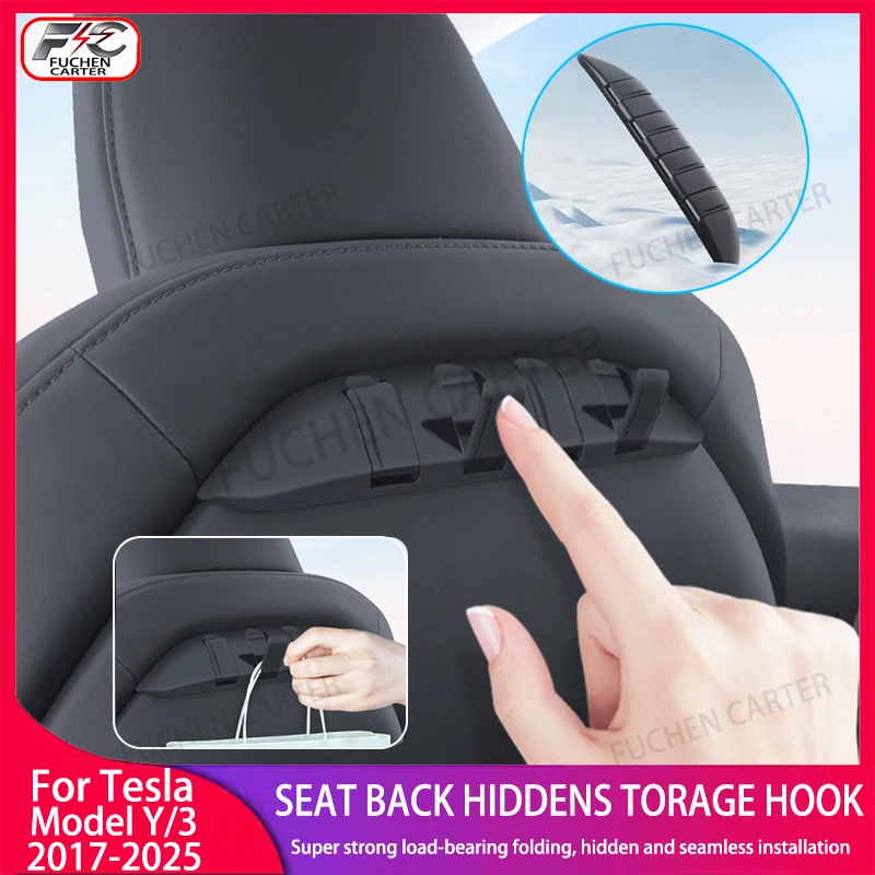 For Tesla Model 3 /Y 2017-2025 Seat Backrest hidden Hook Front Seat Hanger ABS Storage Rack New Model Y Juniper Car Accessories