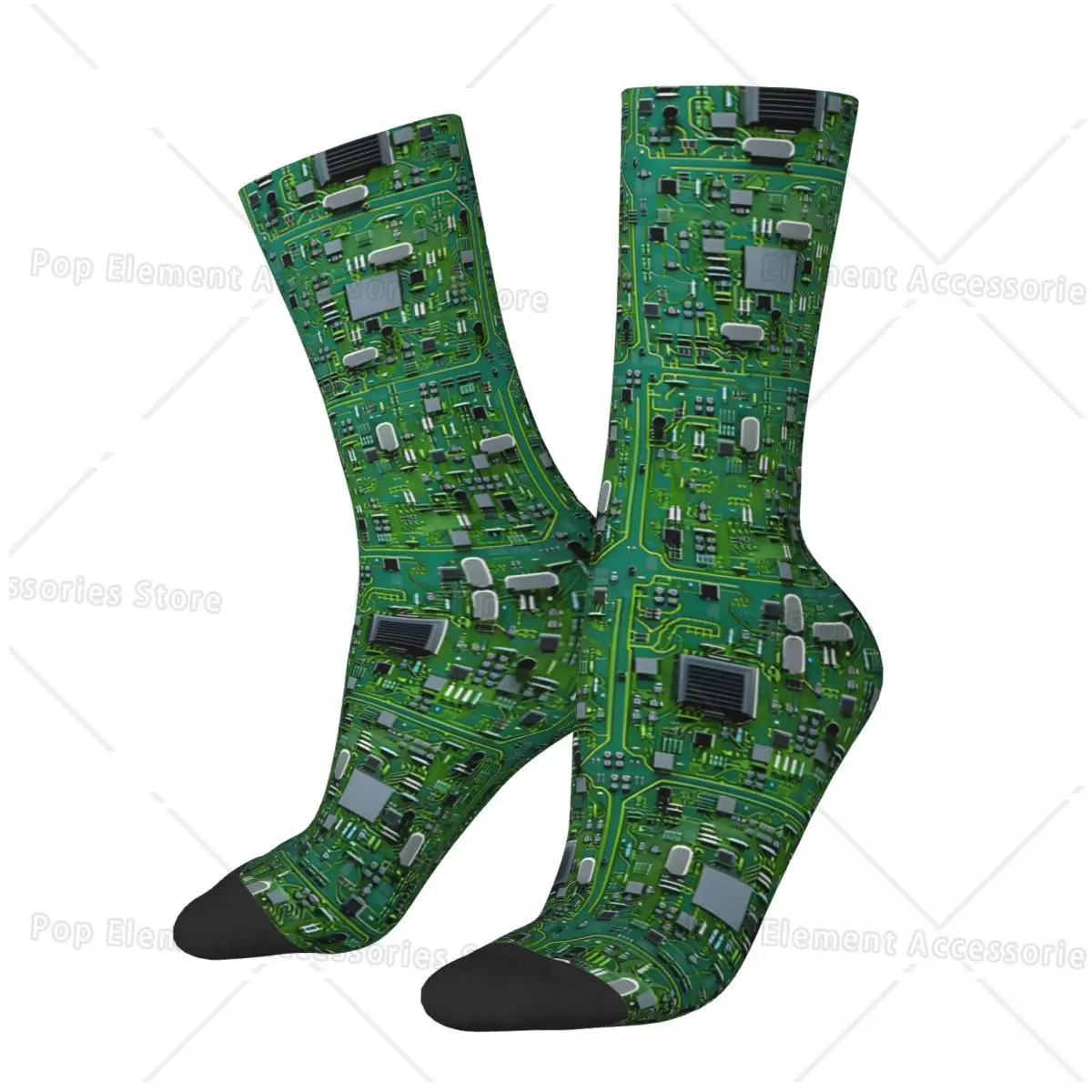 Vintage Computer Circuit Board Technology Gamer Data IT Pattern Men's compression Socks Unisex Street Style Seamless Crew Sock