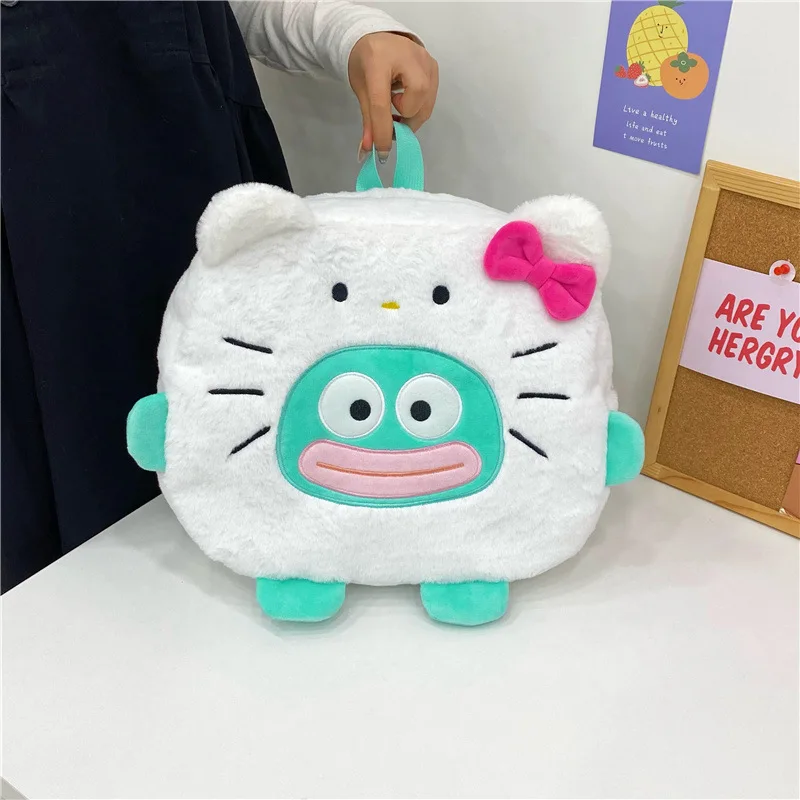 ใหม่ Sanrio อะนิเมะ Kawaii Hangyodon ไหล่กระเป๋า Hello Kitty กระเป๋าเป้สะพายหลังอเนกประสงค์ปลาขนาดเล็กแมวสี Contrast กระเป๋าเป้สะพายหลัง
