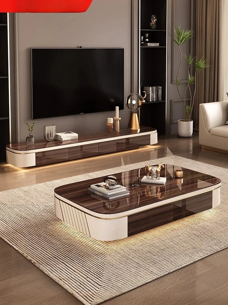 TV Cabinet and Tea Table Combination Household Floor Electric Cabinet Complete Living Room Long and Low Floor Cabinet