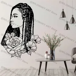 African Girl Wall Sticker Smart Passionate Confident African Black  Beauty Salon Spa Hair Salon Art Home Decor Vinyl Decal S15