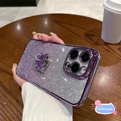 For Samsung Galaxy A33 A34 A35 A50S A30S A51 A52S A53 A54 A55 A70 A72 4G 5G Phone Case Butterfly Ring Holder with Glitter Cover