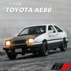 1:32 Toyota AE86 Toy Car Diecast Miniature Model Pull Back Sound Light Doors Openable Educational Collection Gift Kids A151