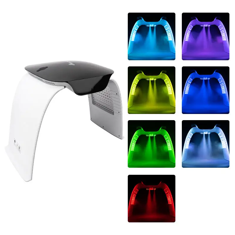 7 Colors LED PDT Photodynamic Beauty Mask Light Photon Therapy Skin Rejuvention Foldable Lamp with Hot Cold Nano Spray Steamer