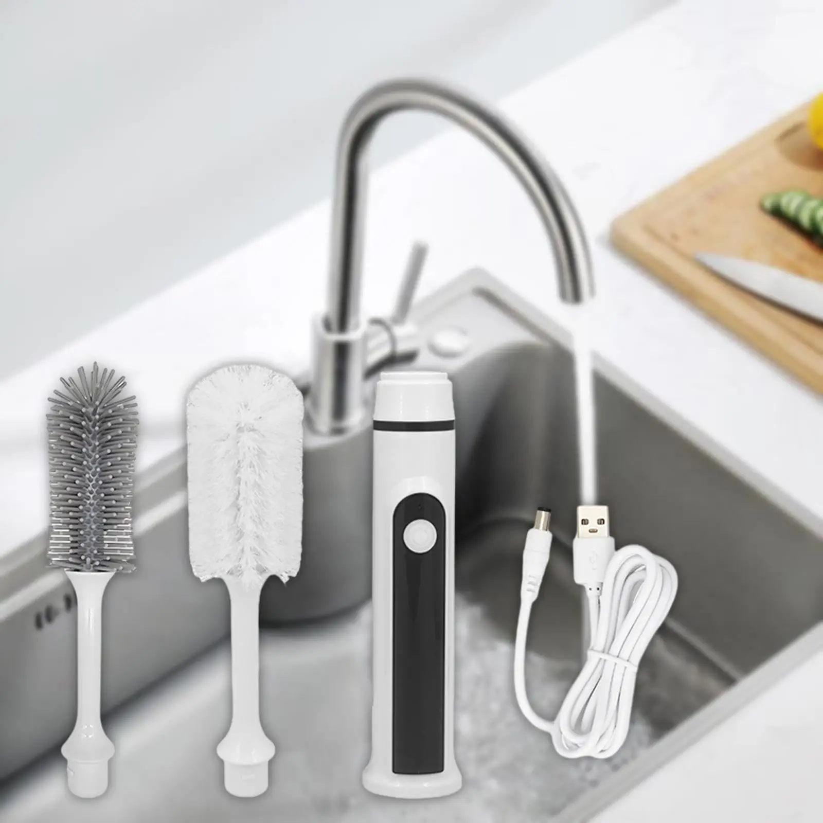 Spazzola per alimentazione Scrubber Gadget da cucina Spazzola per lavaggio Spazzola per bottiglia di latte Spazzola per pulizia bottiglia d'acqua per brocca Bollitore Bottiglia