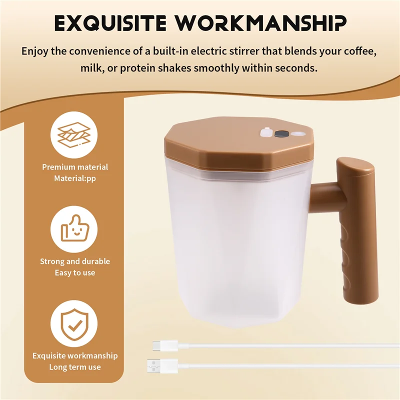 B83B-Digital Rechargeable Self-Stirring Coffee Mug For Automatic Mixing, Ideal For Office & Home