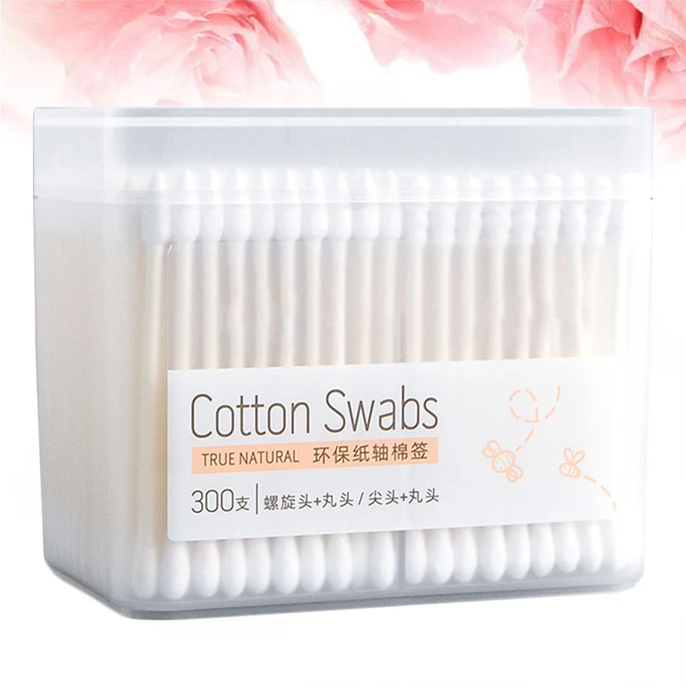 

300Pcs Cotton Swabs Pack Natural Wood Stem Cotton Tip Disposable Cleaners for Personal Care Home Hygiene Dust Removal on-The-Go