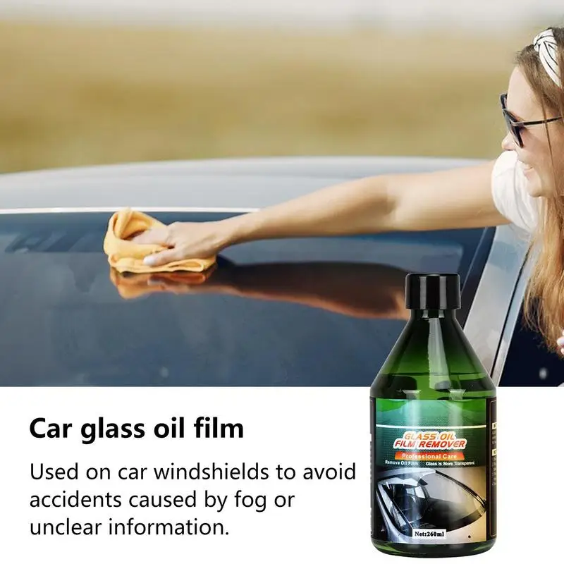 Car Windshield Oil Film Cleaner, Limpador de janelas, Anti Fog Glass Stripper, Removedor de manchas de água, Limpador de vidro do carro, 260ml