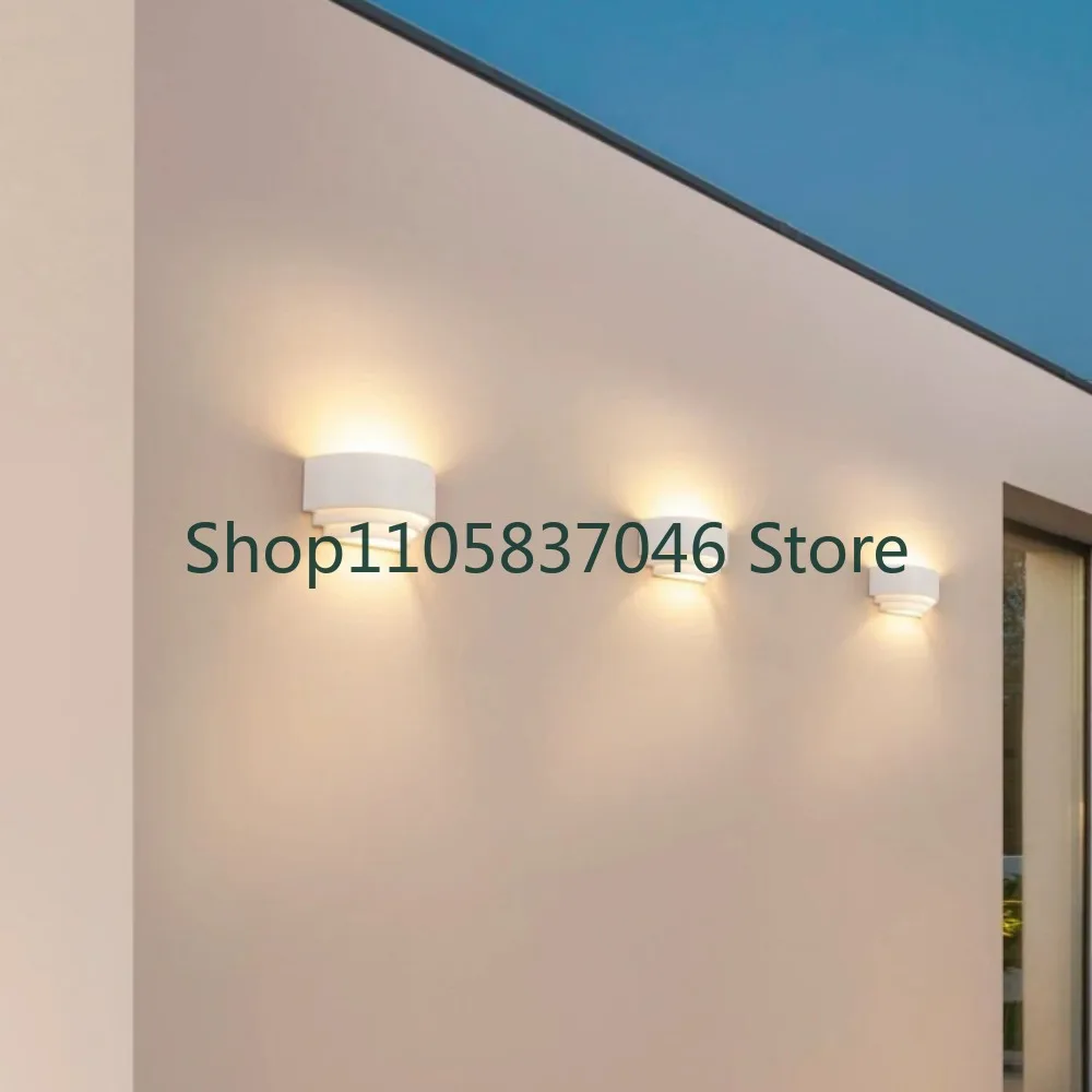 Extremely Wabi Sabi style micro cement homestay hotel wall courtyard lamp creative lighting design waterproof outdoor wall lamp