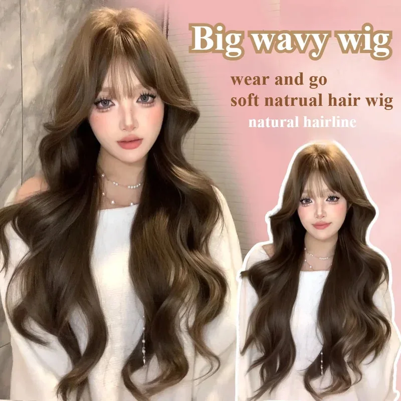 Perruque brune Heartthrob cheveux longs bouclés doux vent mignon quotidien élégant perruques JK doux soeur naturel synthétique Headbang perruque