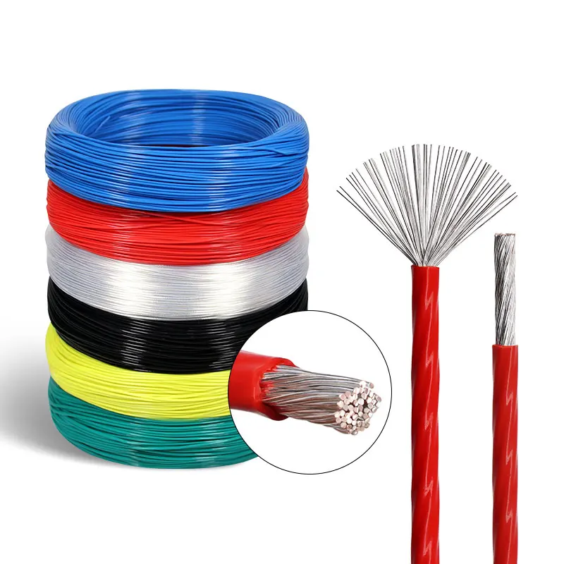 2m FEP Insulated Silver Plated Electronic Wire High Purity OFC 0.06 0.08 0.12 0.2 0.35 0.5 1 2 4 6 10mm HiFi Signal Copper Cable