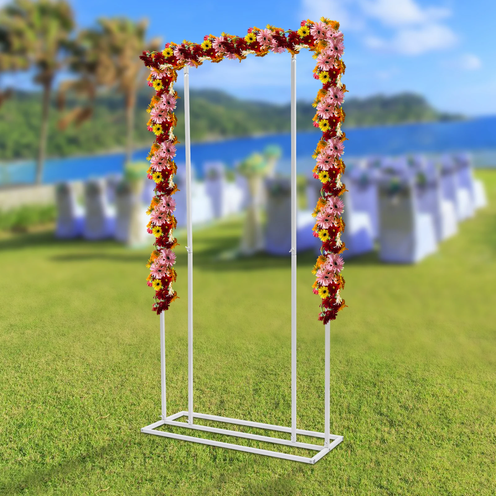 

Wedding Stand with Elegant White Iron Frame, Strong Stability, Load-Bearing Capacity (15.4-17.6 lbs), DIY-Friendly