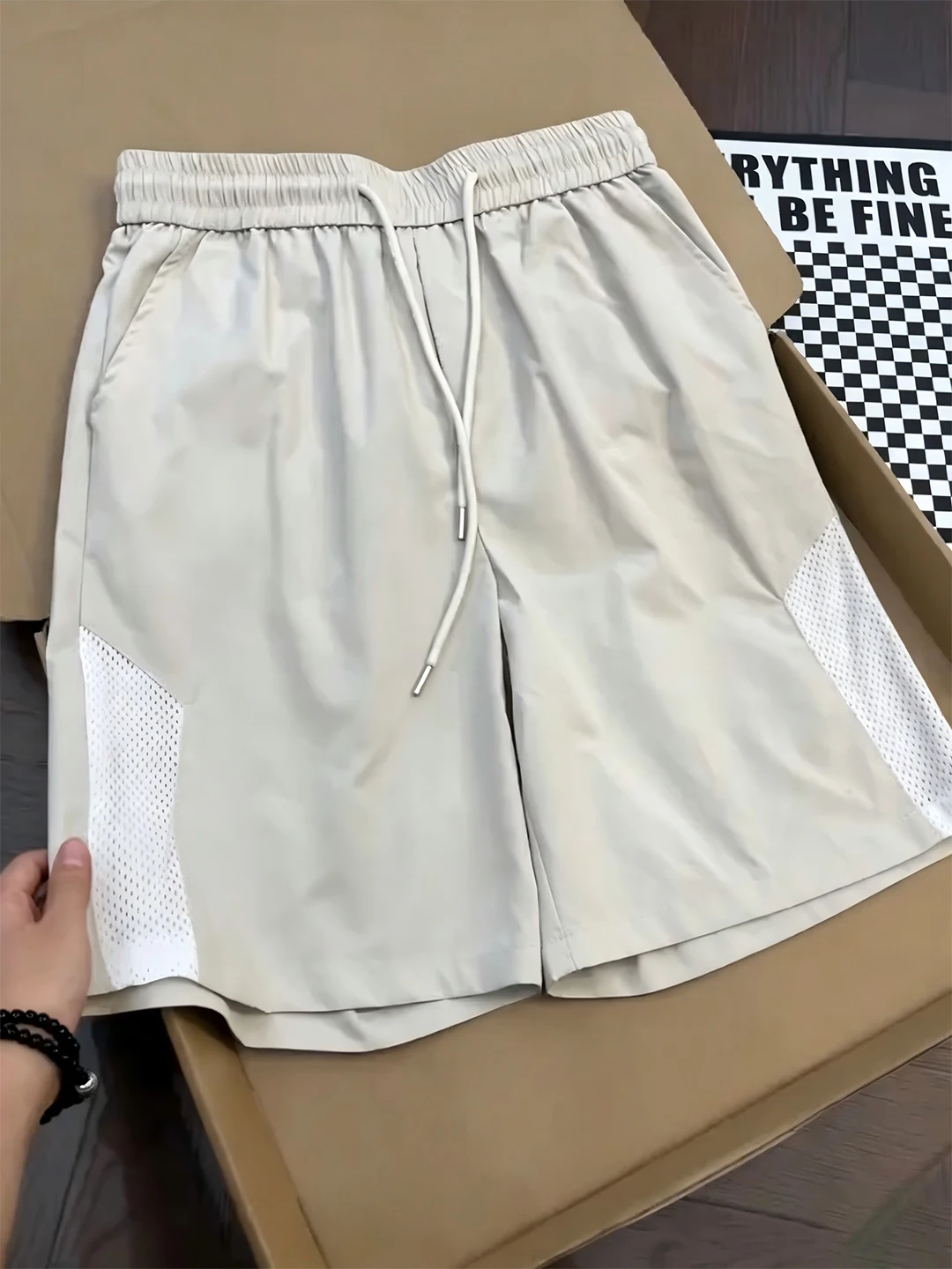 Quick Dry Ice Silk Sports Shorts Men's Summer Thin Mesh Outdoor Casual Five-Quarter Length Breathable Lightweight Shorts