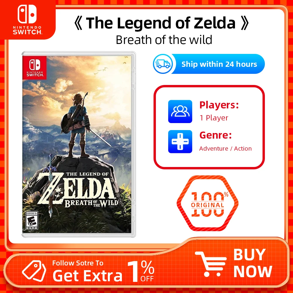 Nintendo Swtich - The Legend of Zelda Breath of the Wild - Game Deals Games Cartridge Physical Card