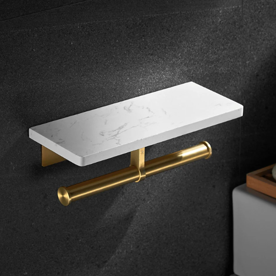 marble-double-paper-holder-with-shelf-white-kitchen-bathroom-wc-paper-towel-rack-aluminum-metal-tissue-hanging-storage-shelves