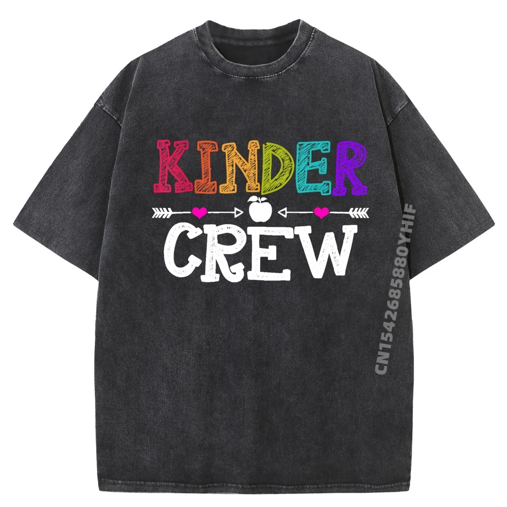

Kinder Crew Funny Kindergarten Teacher Tshirts Special Mens Printed Tops & Tees Hip Hop Tops Shirts Cotton Washed Shirt