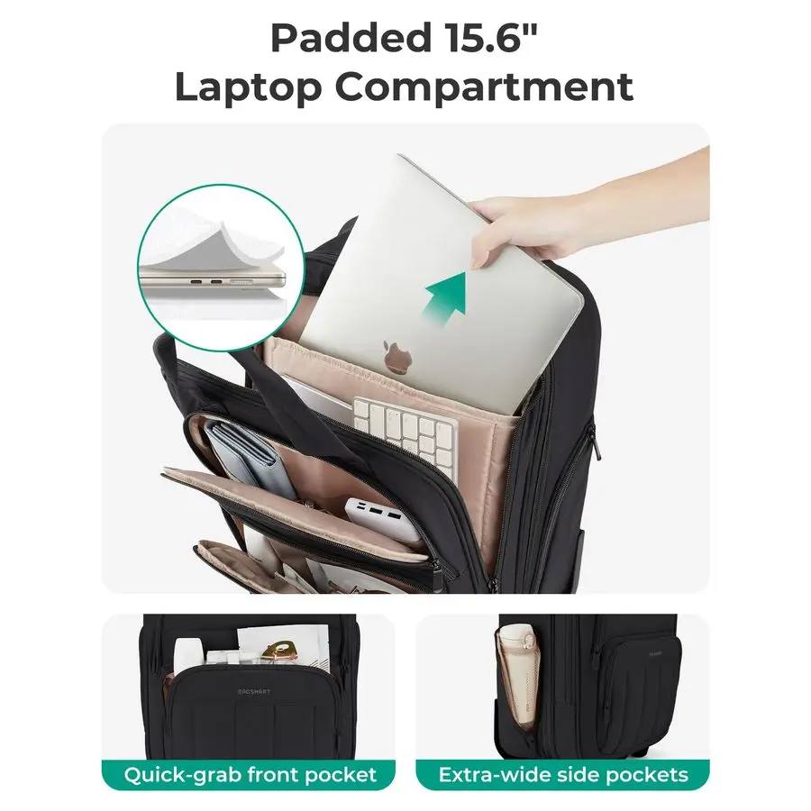 حقيبة حمل تحت المقعد مع عجلات، أمتعة تحت المقعد مقاس 16 بوصة، حقيبة سفر خفيفة الوزن للنساء، شخصية #6