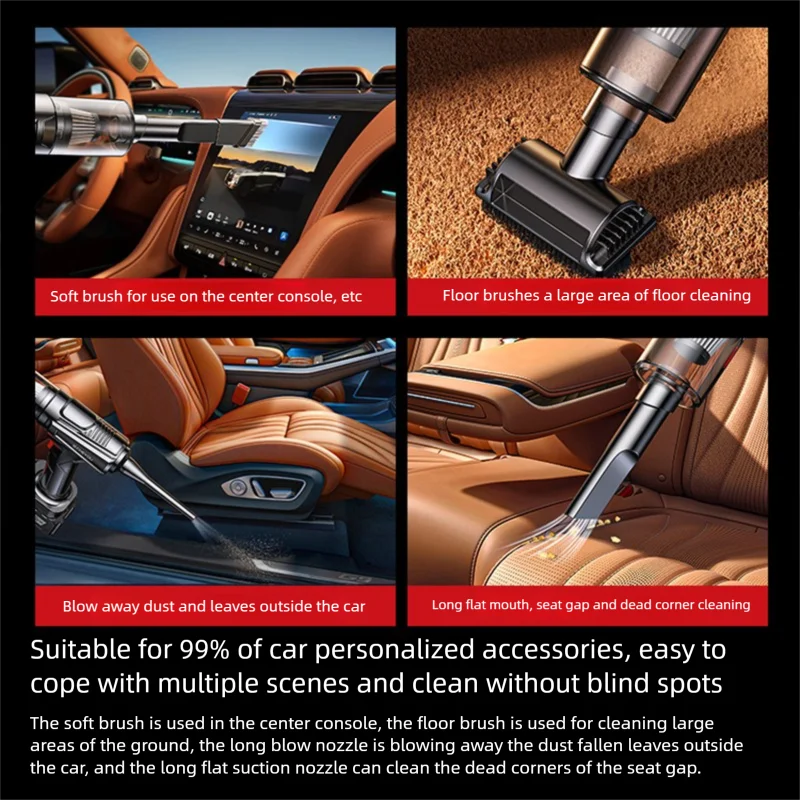 Portable Car Vacuum Cleaner With Wireless Electric Power Three Gears Large Suction Power Brushless Handheld Dust Remover