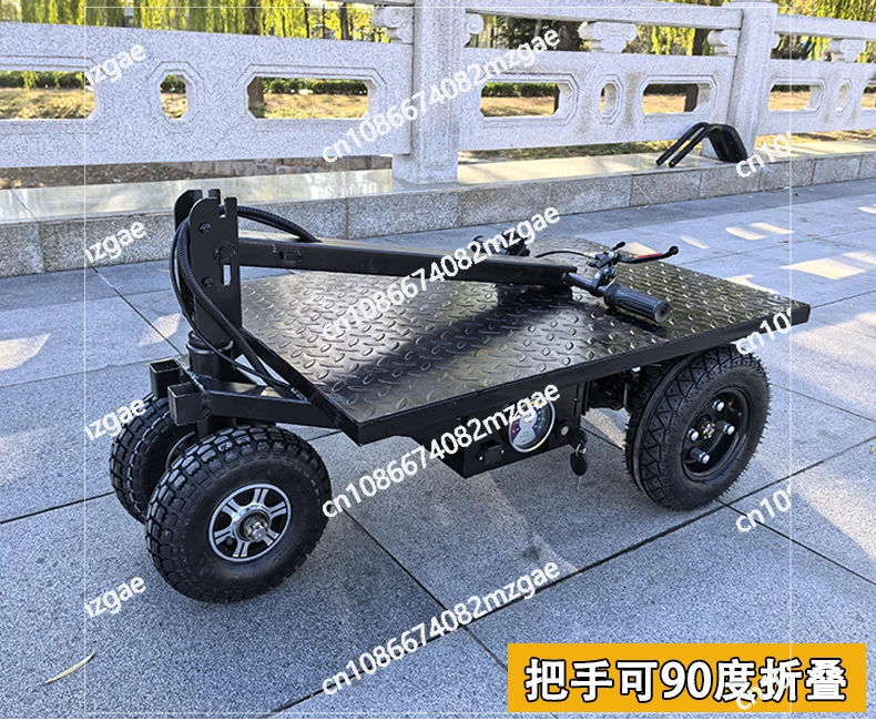 

Electric flatbed truck construction site pulling goods can ride trolley household cement trolley agricultural foldable truck