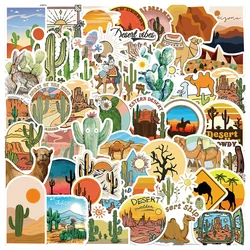 50pcs Cactus Camel Desert Stickers For Scrapbook Guitar Stationery Vintage Anime Sticker Craft Supplies Scrapbooking Material