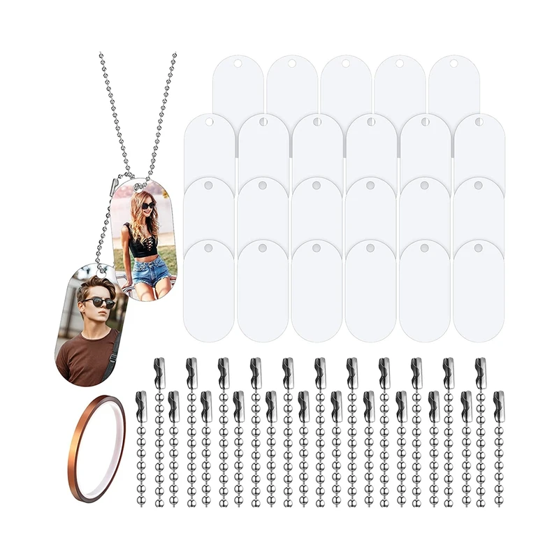 45Piece Sublimation Blank Dog Tag Pendants Double Sided Blank Stamping Metal Tags