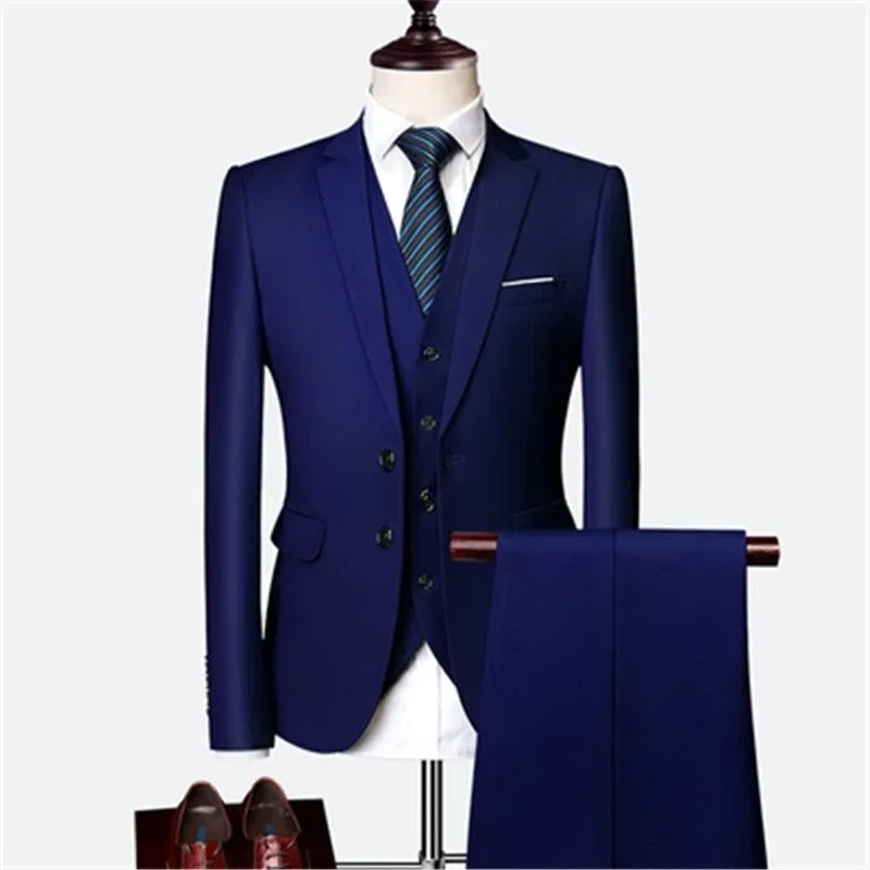 Blazer y pantalones de negocios para hombre, traje de boda informal ajustado, Color sólido, ideal para reuniones de novio, caballero, trabajo, viaje