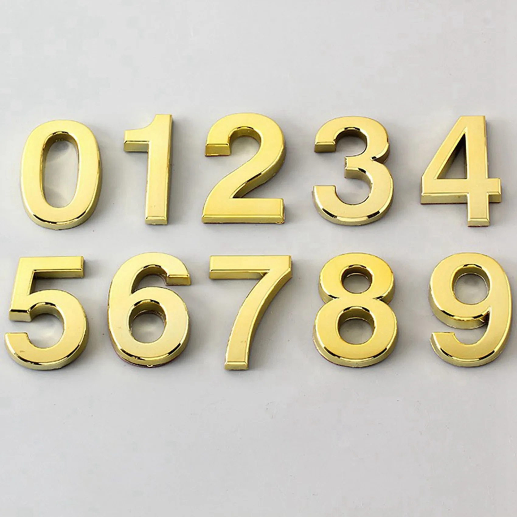 B62B-20X 3D Numeral Door Plaque House Drawer Sign Gate Digits 0 To 9 ABS Number Tag Home Sticker Address Door Label Gold