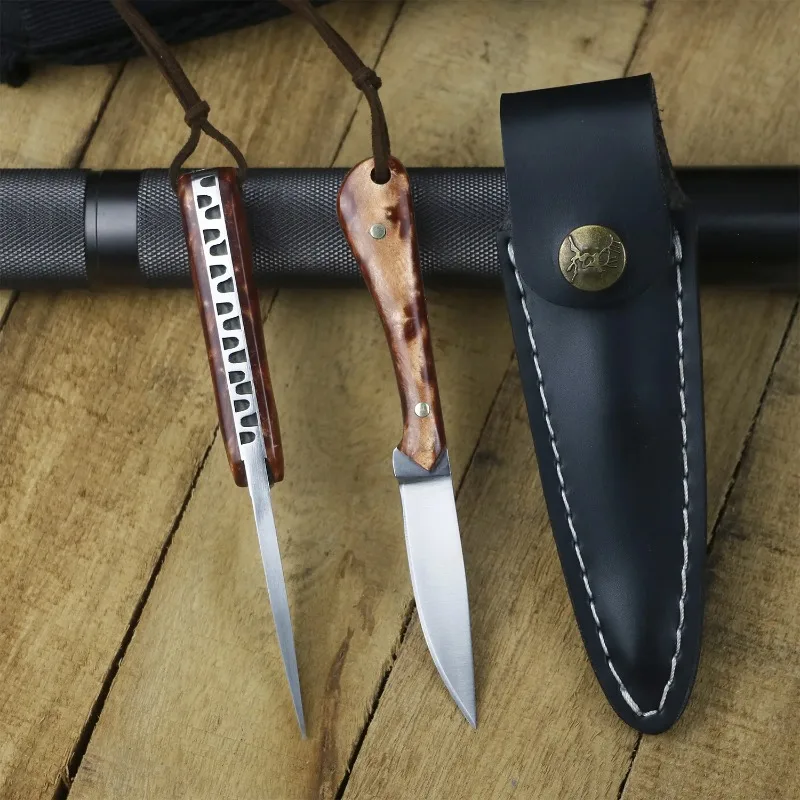 Cuchillo táctico de acero inoxidable, hoja fija, mango de resina, cuchillo de caza de frutas para acampar, supervivencia, autodefensa al aire libre, cocina múltiple
