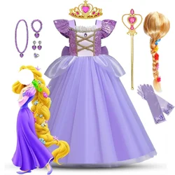 Rapunzel Princess Dress for Girls Birthday Party Tangled Magic Hair Princess Cosplay Dress Carnival Halloween Fantasy Costume