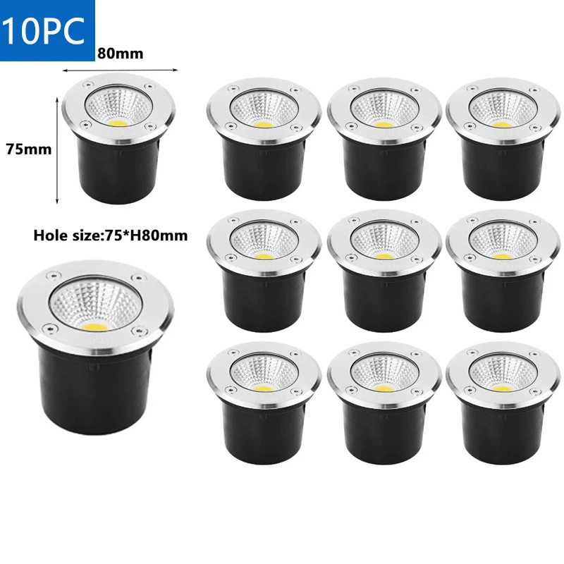 10PACK Waterproof 5W10W12W15W LED Garden Buried AC220V DC12V24VOutdoor Recessed Deck Light Underground Lamp Sidewalk Lighting