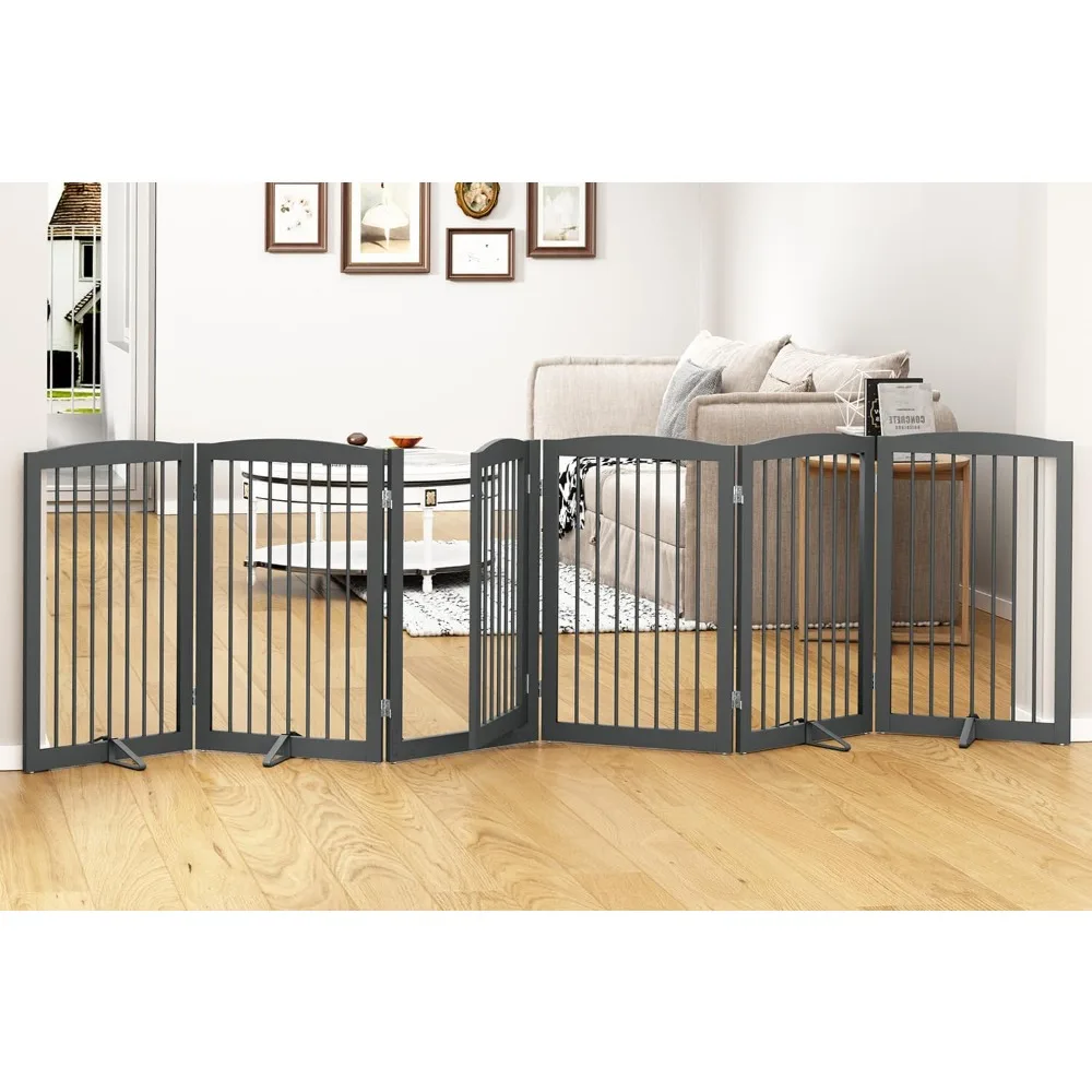 Freestanding Pet Gate with Door, Tall Dog Gate for House, Dog Gates for The House Extra Wide, Pet Puppy Safety Fence