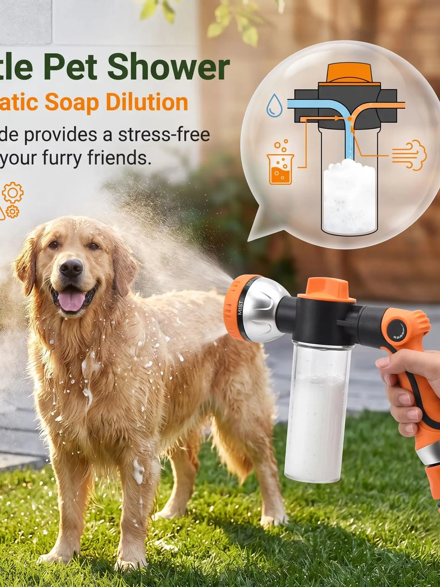 Adjustable Garden Water Spray Gun 8 Modes High Pressure Hose Nozzle Multifunctional Watering Car Wash Irrigation Sprayer