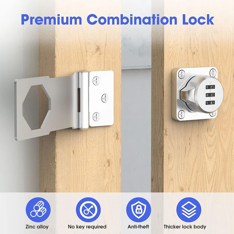 Keyless Cabinet Combination Latch,Cabinet Password Locks For Cabinet,Mailbox,Office File Cabinet Lock Silver Easy To Use