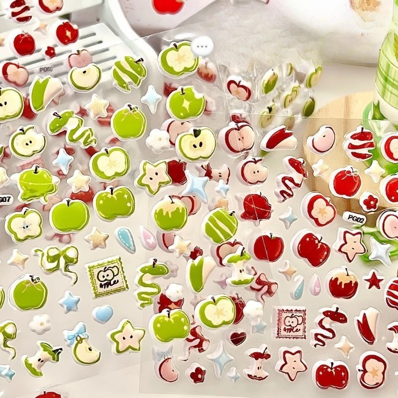 

Dreamy Apple 3D Puffy Stickers Aesthetic Bubble Embossed Decals for Phone Case CCD Camera Decor Minimalist Journal Supplies