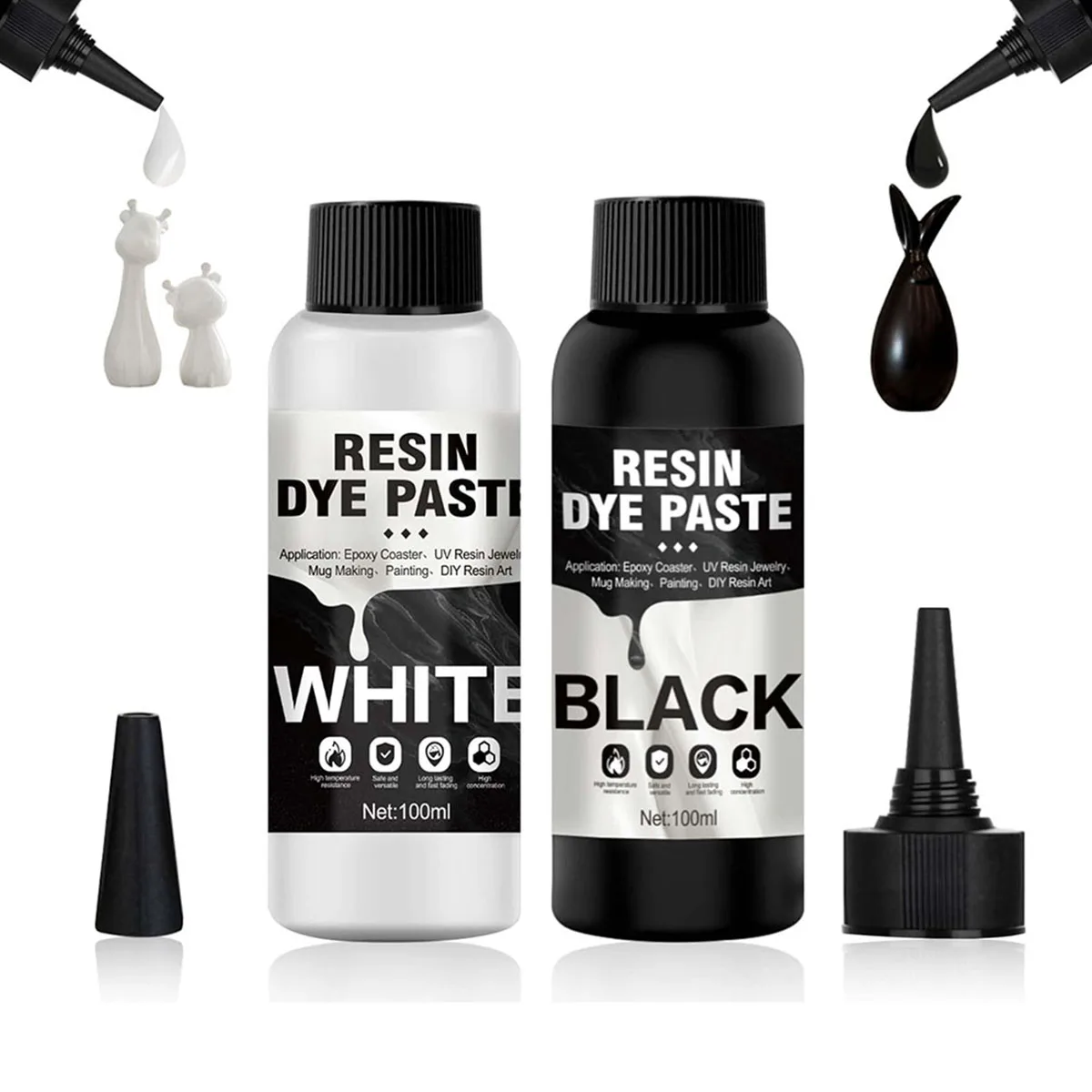 50ml 100ml Hochkonzentrierte Harz-Farbpaste Schwarz Weiß Epoxid-Farbpigment für UV-Harz, DIY Kunstmalerei, Untersetzer, Bastelarbeiten, Schmuck – Detail 1
