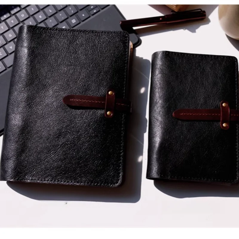 Handmade Genuine Leather Card Holder Black Folder for documents Original Card Container Card Case Customized Passport Case