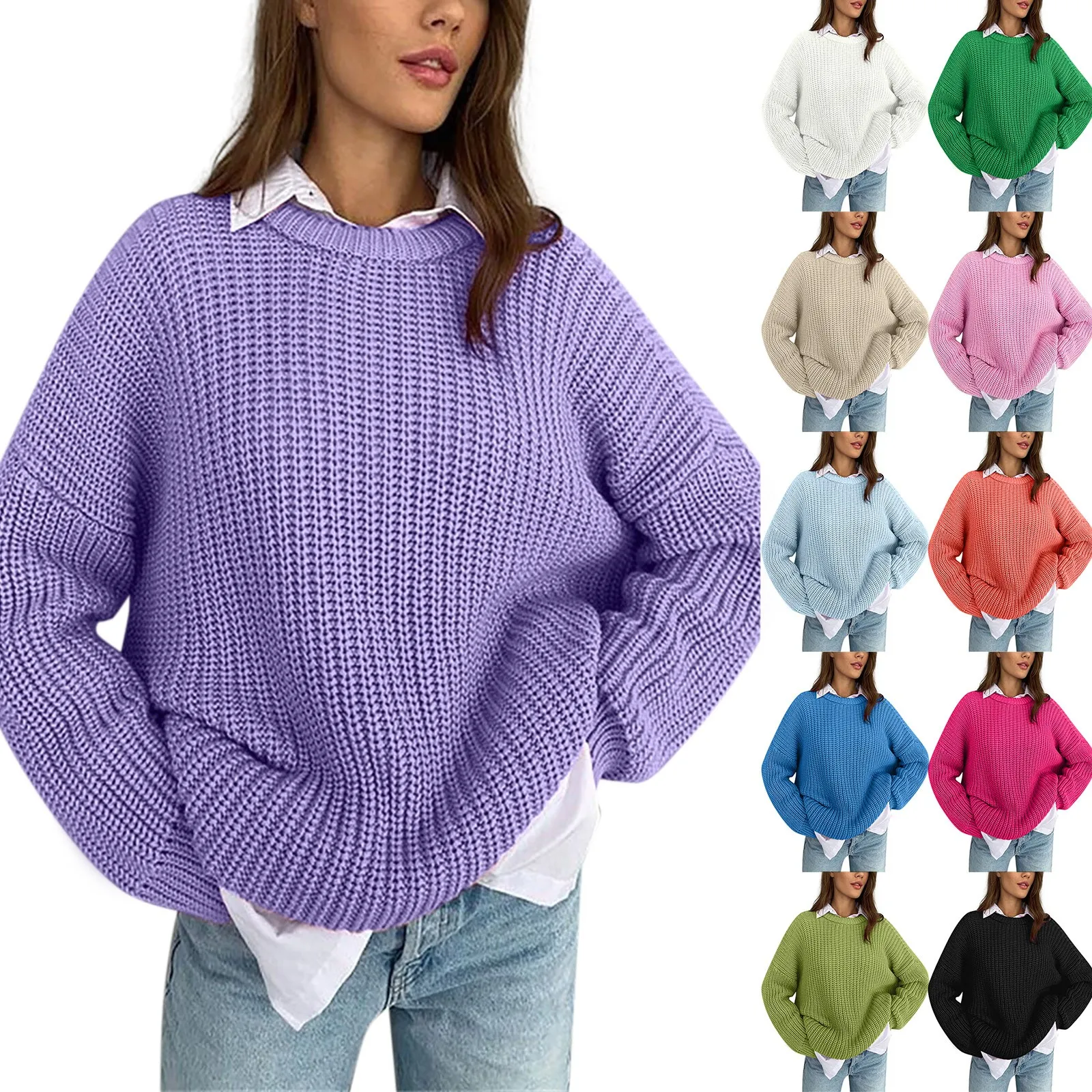 Herfst Winter Effen Kasjmier Trui Vrouwen Pullovers 2023 Losse O-Hals Vleermuis Mouw Dikke Gebreide Blouse Casual Vrouwen Trui Tops