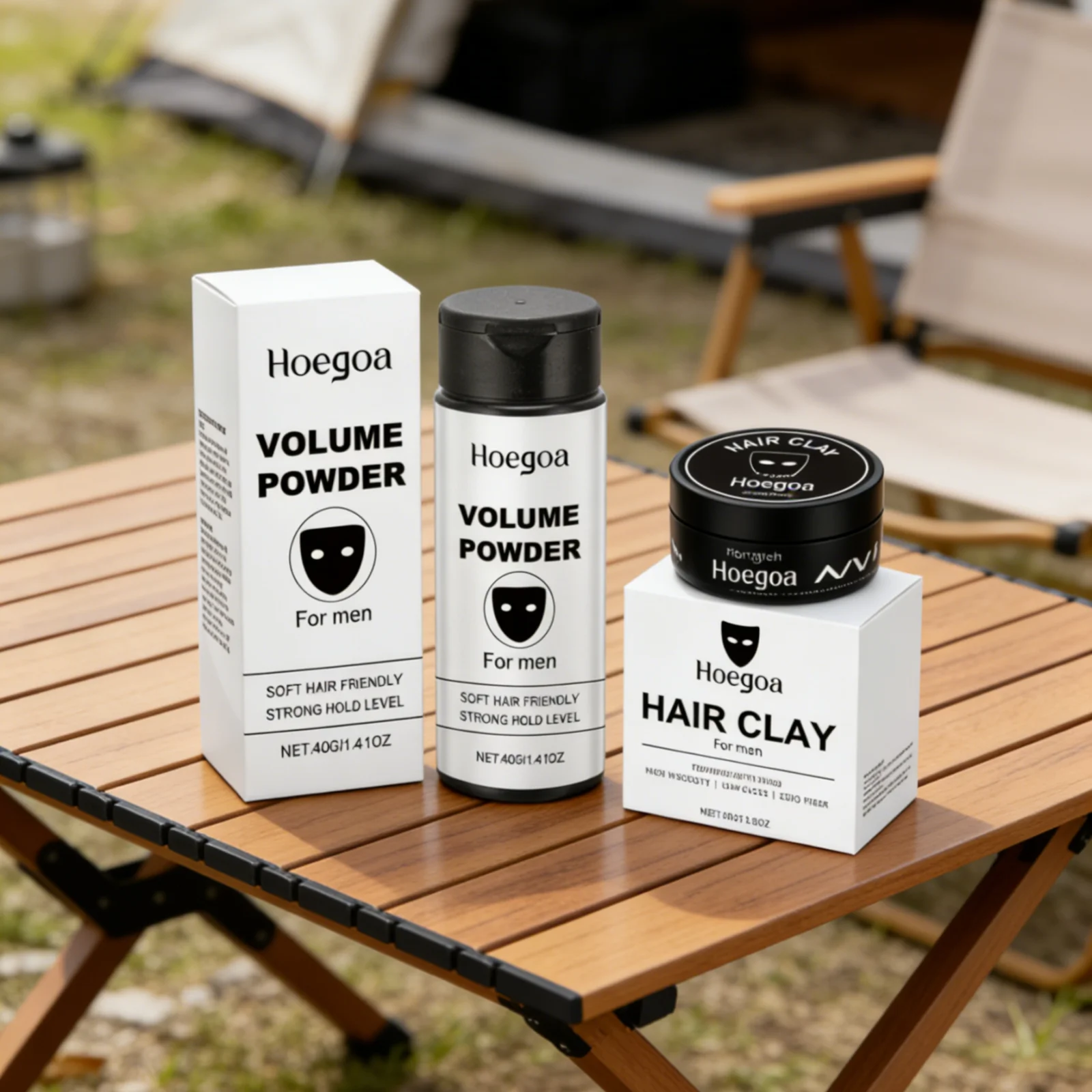Hoegoa Hair Styling Set for Man Daily Hairstyling Long Lasting Hold Anti Frizz Matte Finish Natural Look Volume Powder Hair Clay