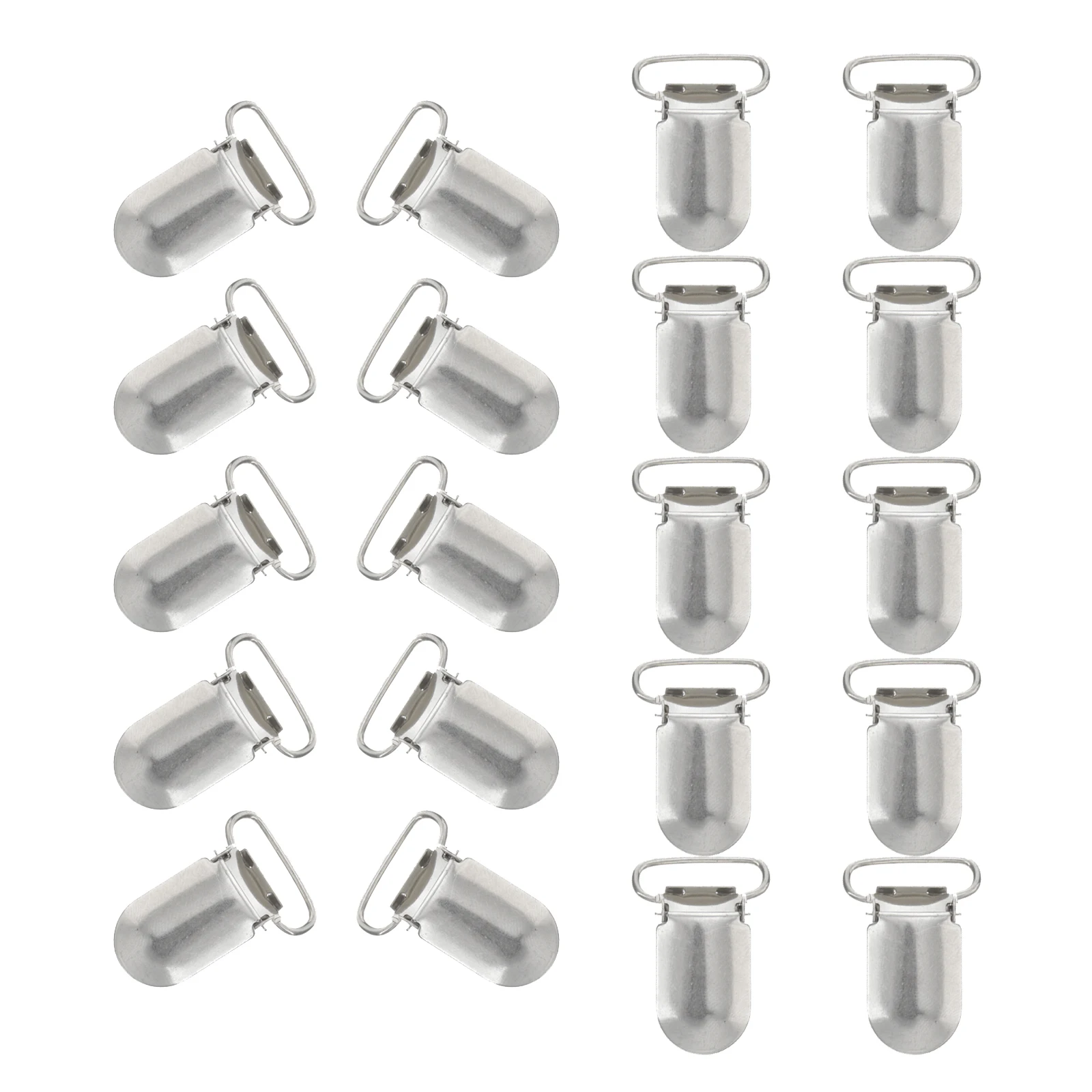 

20Pcs Duckbill Clip Retainer Clips Silver Metal 20Mm Inner Ring 32Mm Length with Plastic Insert for Pacifier Holder Bib Clip