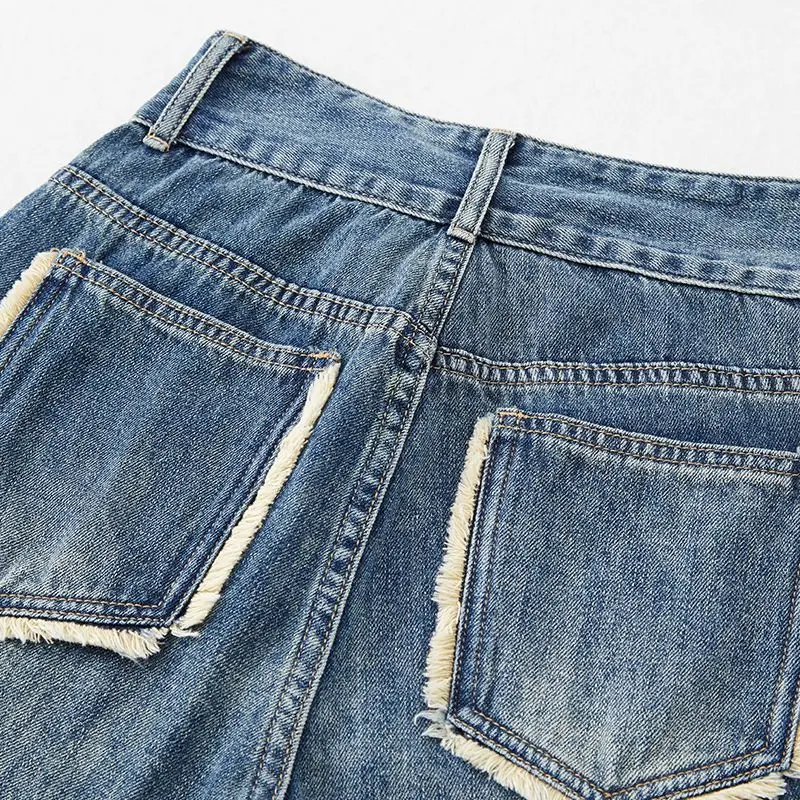 جينز نسائي أنيق للشباب عالي الخصر من قماش الدنيم الأزرق الترفيهي ريترو سويت ستريت كامل الطول بنطلون نسائي ناعم جمالي