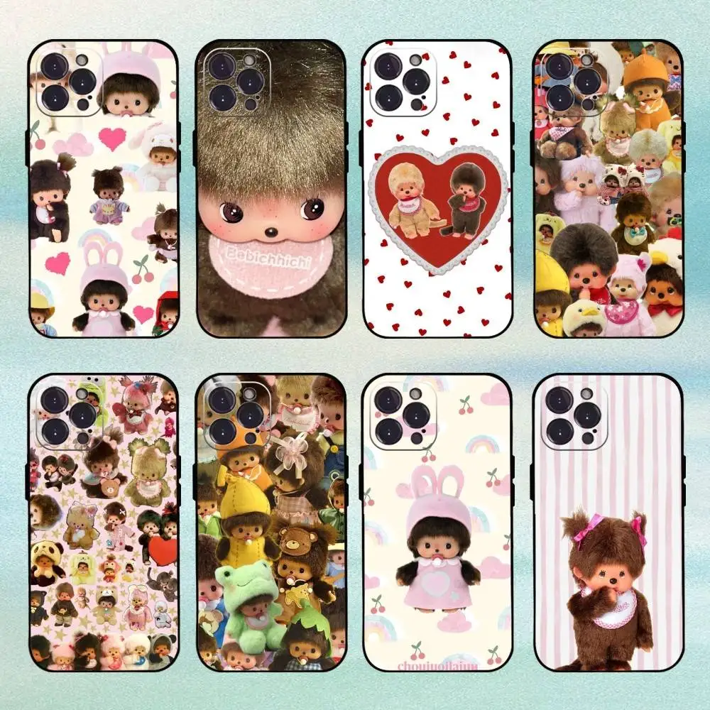 

M-Monchhichi Phone Case For iPhone17,16,15,14,13,12,11 Plus,Pro Max Soft Black Cover